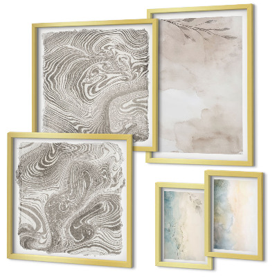 Set di 5 quadri Colori ad acquerello delicati