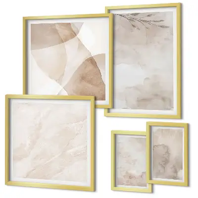 Set di quadri incorniciati con colori ad acquerello e texture boho