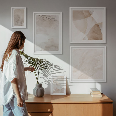 Set di quadri incorniciati Colori ad acquerello, texture boho