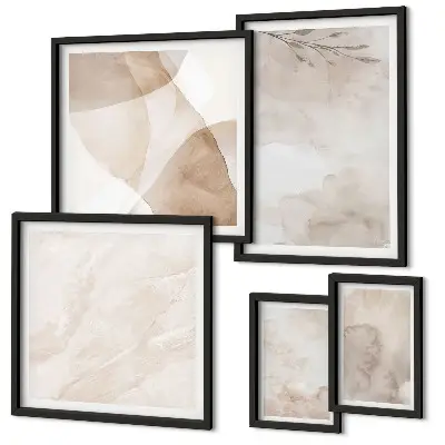 Set di quadri incorniciati con colori ad acquerello e texture boho