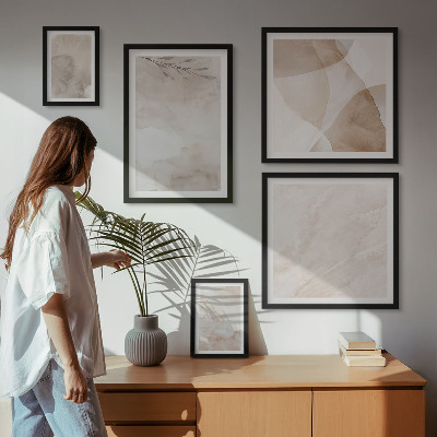 Set di quadri incorniciati Colori ad acquerello, texture boho