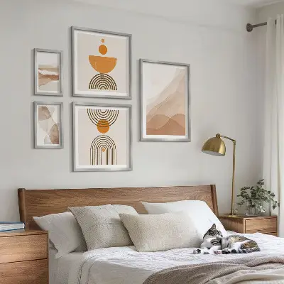 Set di 5 quadri con strutture di varie sfumature di minimalismo