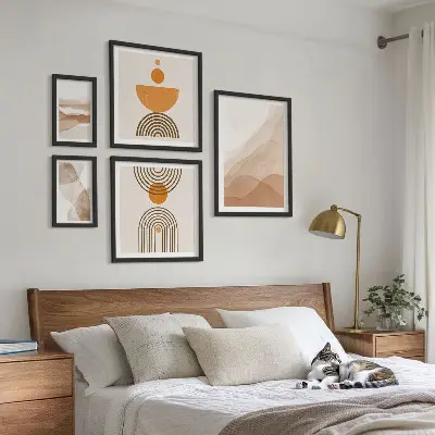 Set di 5 quadri con strutture di varie sfumature di minimalismo