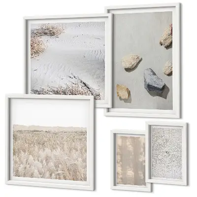 Set di 5 quadri con trame naturali in stile boho