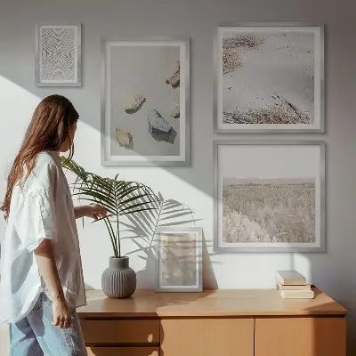 Set di 5 quadri con trame naturali in stile boho