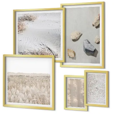 Set di 5 quadri con trame naturali in stile boho