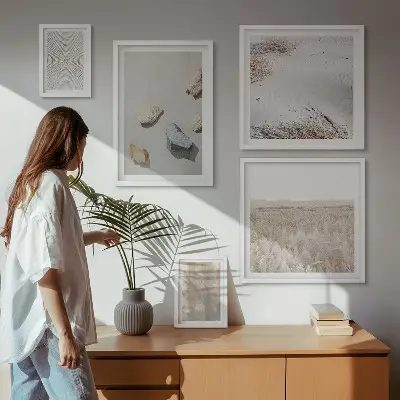 Set di 5 quadri con trame naturali in stile boho
