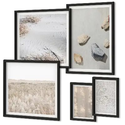 Set di 5 quadri con trame naturali in stile boho