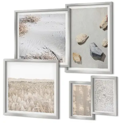 Set di 5 quadri con trame naturali in stile boho