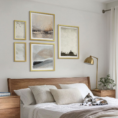 Polittico con cornice Uccelli rocce pennellate decorazioni