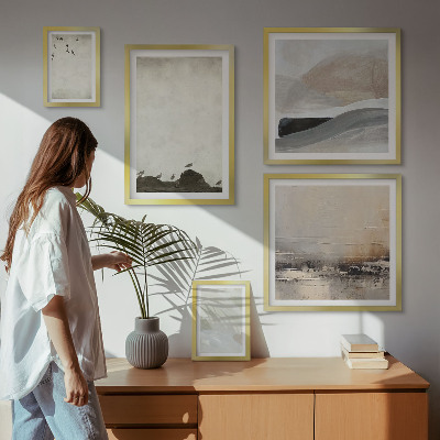 Polittico con cornice Uccelli rocce pennellate decorazioni