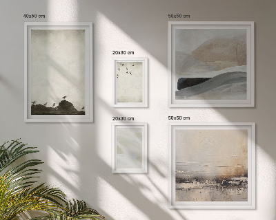 Polittico con cornice Uccelli rocce pennellate decorazioni