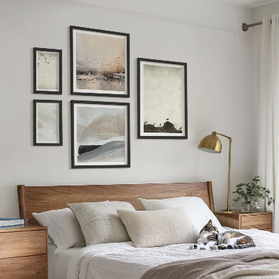 Polittico con cornice Uccelli rocce pennellate decorazioni