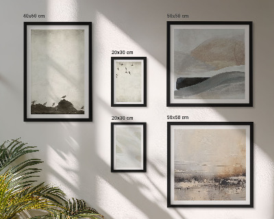 Polittico con cornice Uccelli rocce pennellate decorazioni