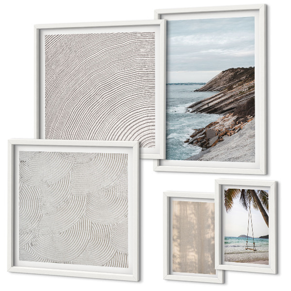 Set di 5 quadri Spiaggia estiva con vista sul mare