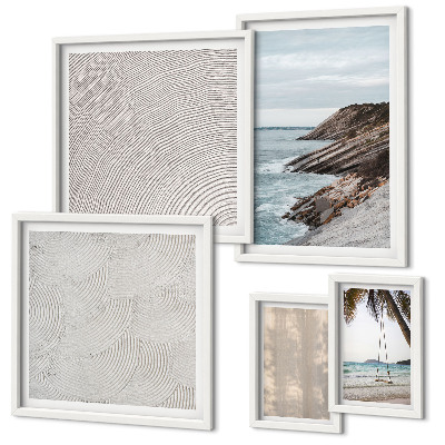 Set di 5 quadri Spiaggia estiva con vista sul mare