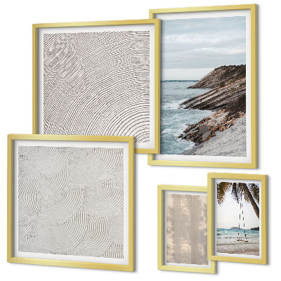 Set di 5 quadri Spiaggia estiva con vista sul mare