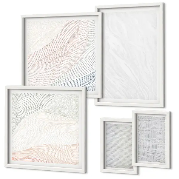 Set di 5 quadri con motivi a stringa e strutture luminose