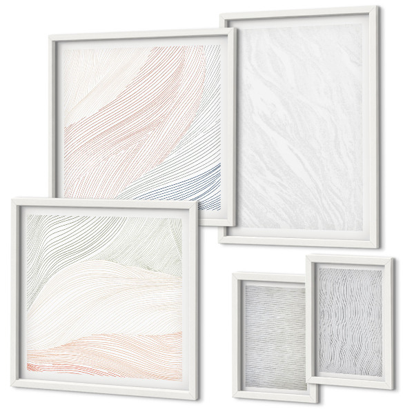 Set di 5 quadri Strutture luminose, motivi a stringa