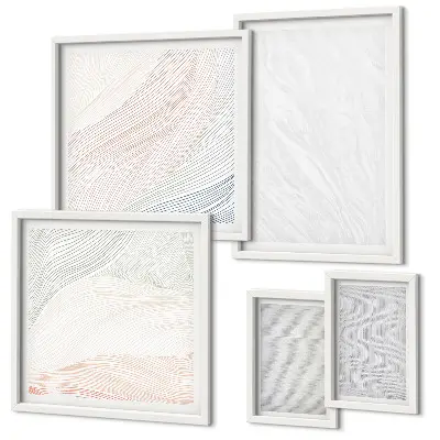 Set di 5 quadri con motivi a stringa e strutture luminose