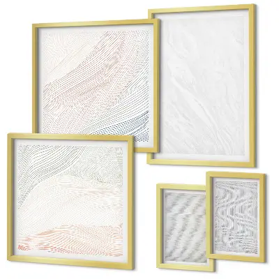 Set di 5 quadri con motivi a stringa e strutture luminose