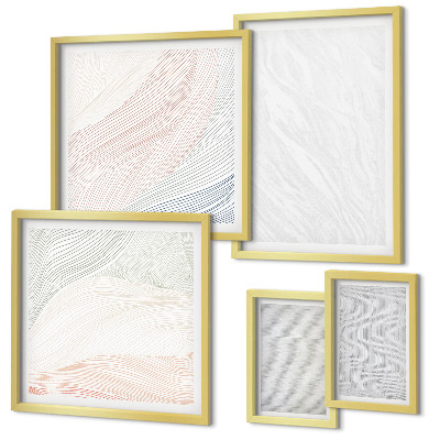 Set di 5 quadri Strutture luminose, motivi a stringa