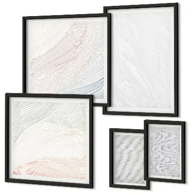 Set di 5 quadri con motivi a stringa e strutture luminose