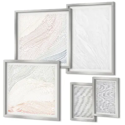 Set di 5 quadri con motivi a stringa e strutture luminose