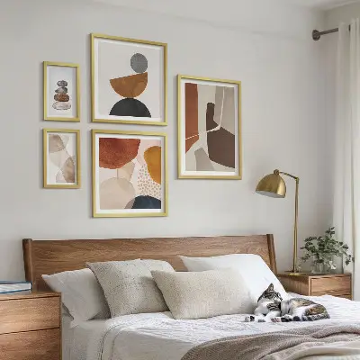 Decorazioni astratte dipinte polittico con cornice