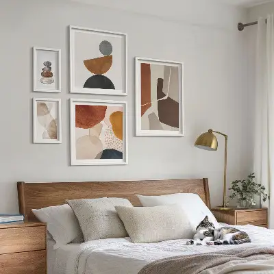 Decorazioni astratte dipinte polittico con cornice