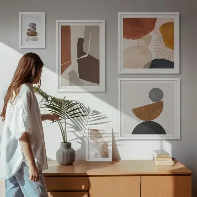 Decorazioni astratte dipinte polittico con cornice
