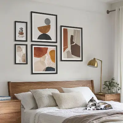 Decorazioni astratte dipinte polittico con cornice