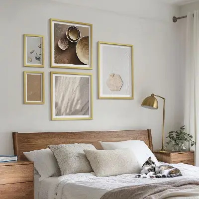 Set di 5 quadri con texture minimalista dai toni caldi