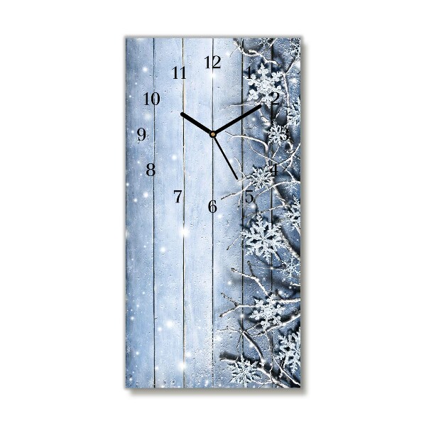 Orologio verticale in vetro Pionowy-Vacanze, fiocchi di neve, inverno, gelo