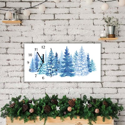 Orologio in vetro Orizzontale Alberi di Natale Neve Inverno 