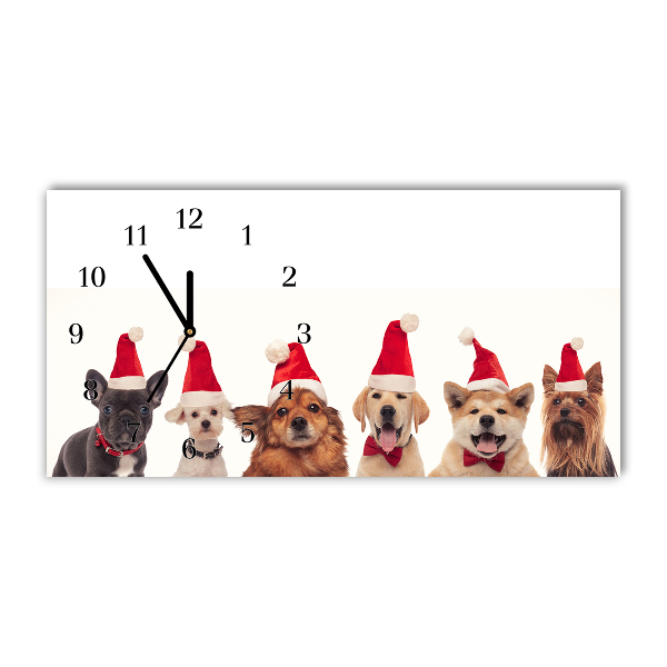 Orologio in vetro Orizzontale Cani di Babbo Natale Natale 