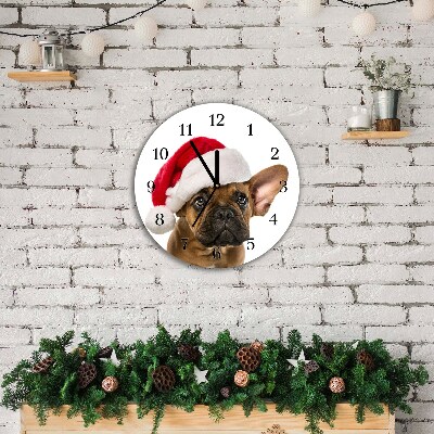 Orologio rotondo Okrągły Bulldog cane di Natale