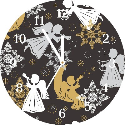 Orologio rotondo Okrągły Fiocchi di neve Angeli di Natale