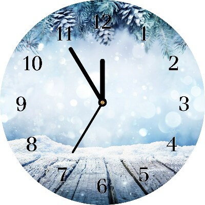 Orologio rotondo in vetro Okrągły Inverno Neve Albero di Natale