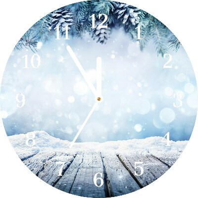 Orologio rotondo in vetro Okrągły Inverno Neve Albero di Natale