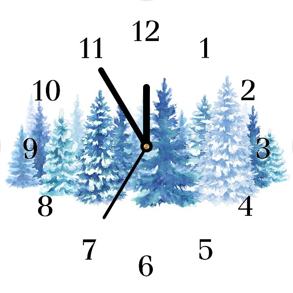 Orologio rotondo in vetro Okrągły Alberi di Natale Neve Inverno