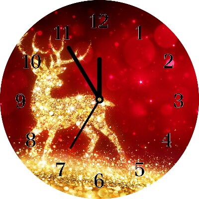 Orologio rotondo Okrągły Renna dorata Decorazione di Natale