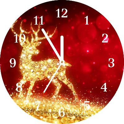 Orologio rotondo Okrągły Renna dorata Decorazione di Natale