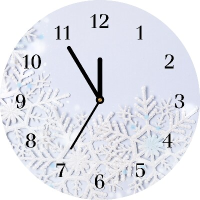 Orologio rotondo in vetro Okrągły Fiocchi di neve Inverno Neve