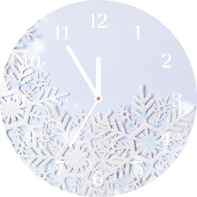 Orologio rotondo in vetro Okrągły Fiocchi di neve Inverno Neve