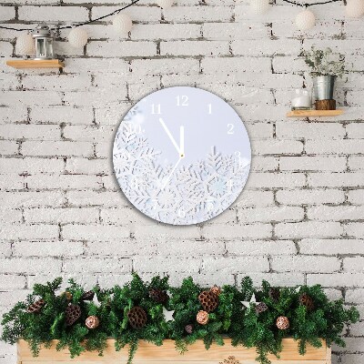 Orologio rotondo in vetro Okrągły Fiocchi di neve Inverno Neve