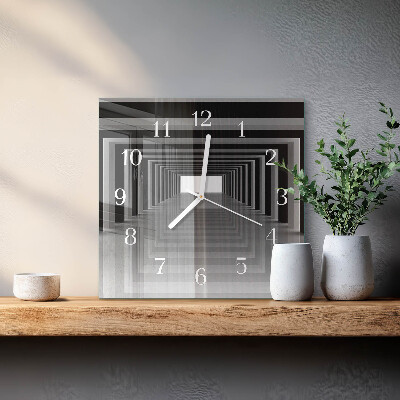 Quadrato orologio quadrato in vetro Tunnel 3D