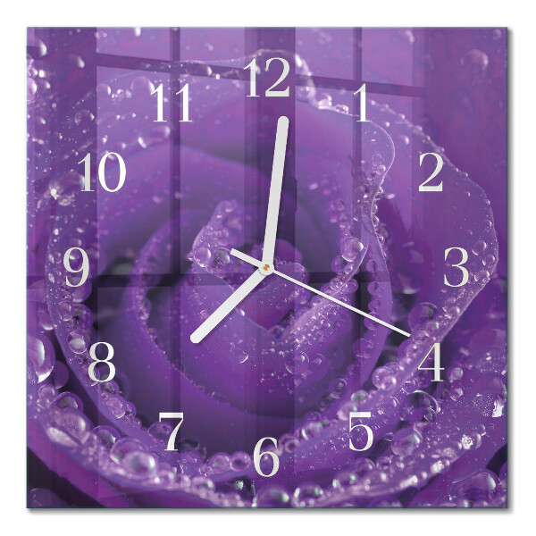 Quadrato orologio quadrato in vetro Rosa