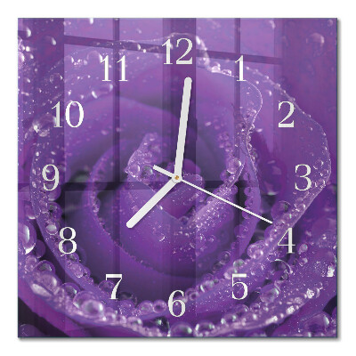 Quadrato orologio quadrato in vetro Rosa