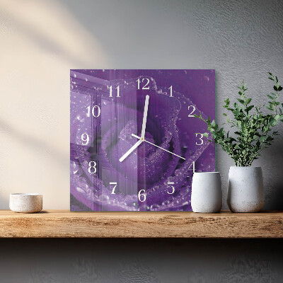 Quadrato orologio quadrato in vetro Rosa